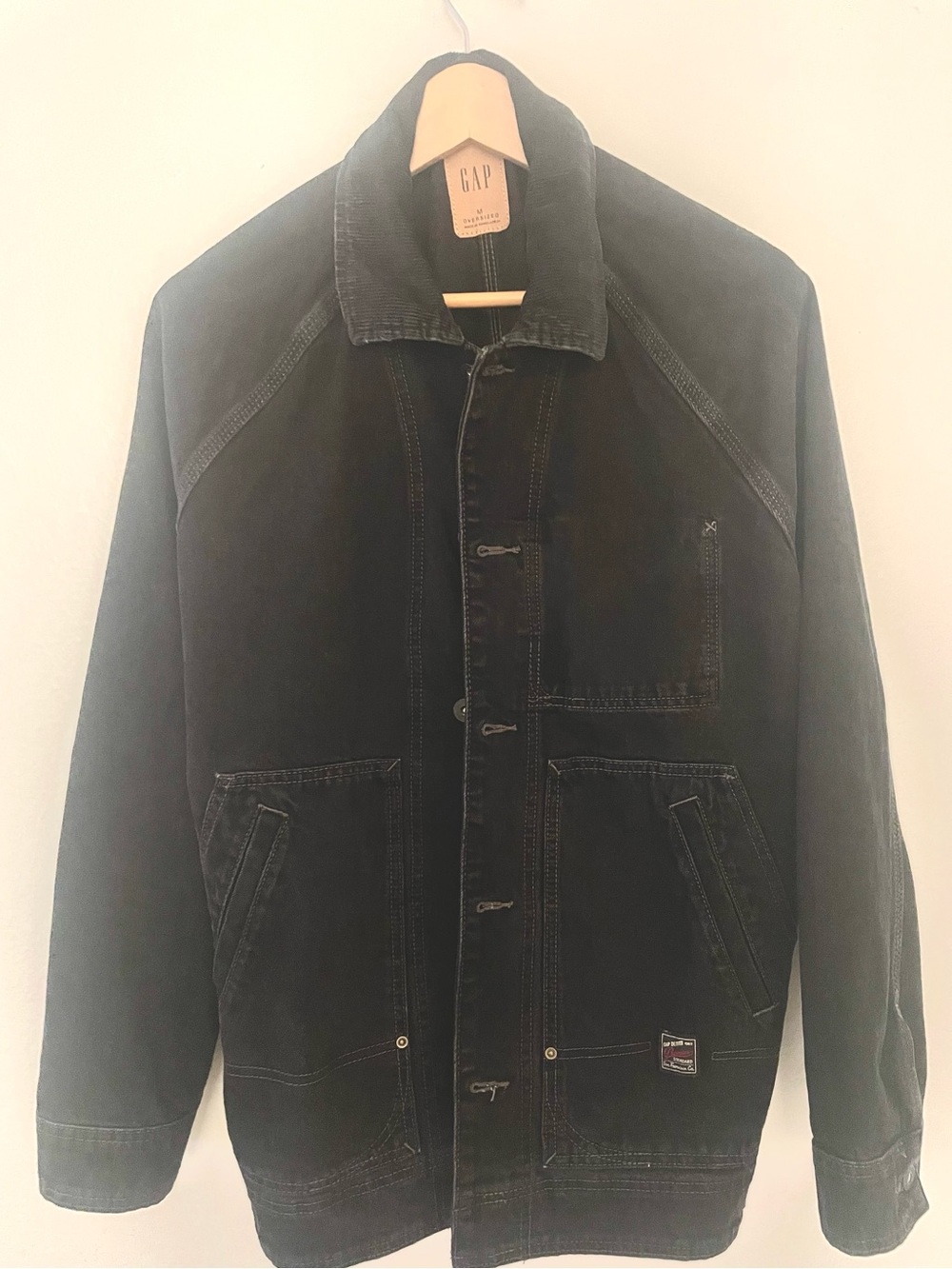 GAP Black Denim Chore Coat Medium Oversized